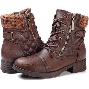 NWOT Women's Combat Boots Lace up Ankle Booties